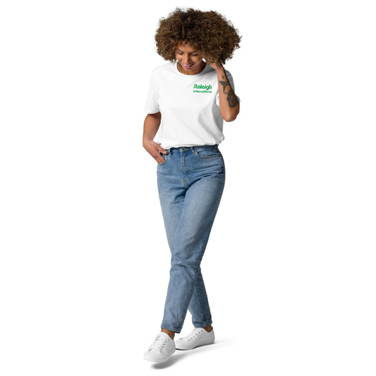 Raleigh unisex White t-shirt (left pocket logo)